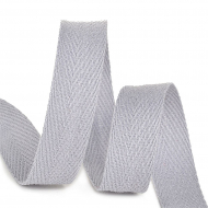 Тесьма киперная 15 мм хлопок 2,5г/см арт.TBY.CT15361 цв.S361 серый уп.50м