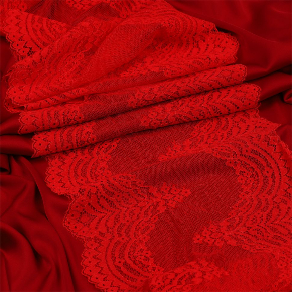 Кружево-стрейч KRUZHEVO арт.TBY.8036 шир.230мм цв.SD163 красный уп.10м