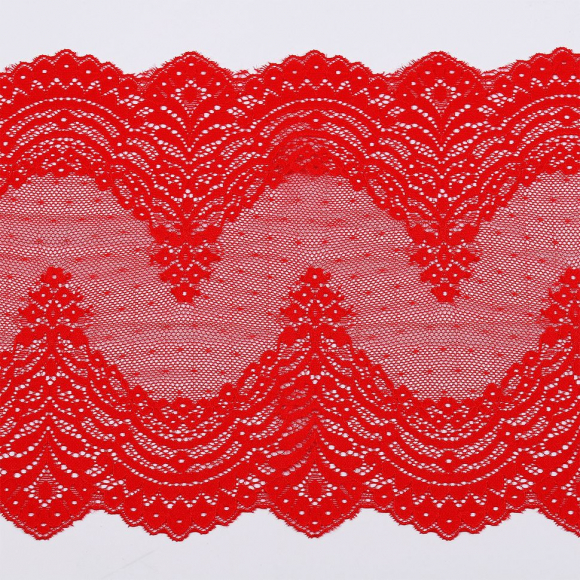 Кружево-стрейч KRUZHEVO арт.TBY.8036 шир.230мм цв.SD163 красный уп.10м