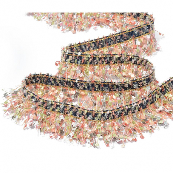 Тесьма в стиле Шанель с бахромой арт.TBY-SH01 шир.35мм цв.6 розовый уп.13,71м