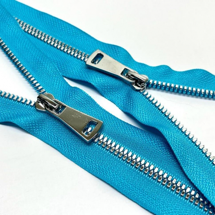 Молния трактор №5 Premium два замка 95см никель D547 лазурный