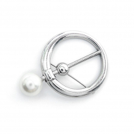 Булавка декоративная Кольцо с жемчугом арт.UF.349 цв.серебро уп.5шт ?35мм бусина 10мм