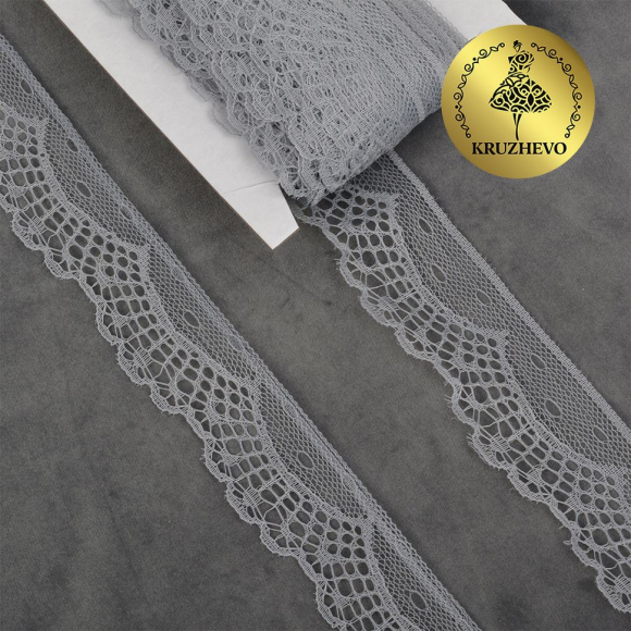 Кружево-трикотаж KRUZHEVO арт.TBY 1667 шир.30мм цв.12 т.серый, уп.27,4м