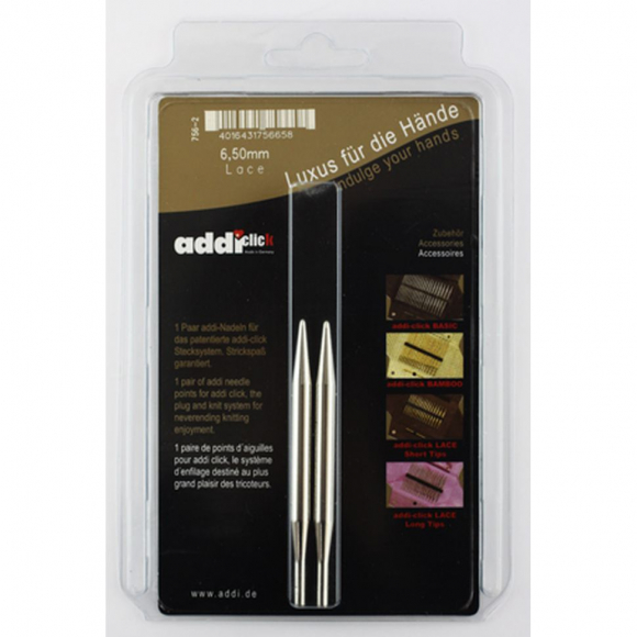 67507_Дополнительные спицы с удлиненным кончиком к addiClick LACE SHORT, №6.5, латунь 67507_Дополнительные спицы с удлиненным кончиком к addiClick LACE SHORT, №6.5, латунь