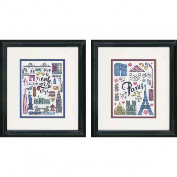 Набор для вышивания DIMENSIONS арт.DMS-70-35407 Нью-Йорк и Париж 2шт 13х18 см