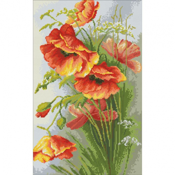 Набор Паутинка для изготовления картины со стразами арт.М205 Алые маки 33х53 см Набор Паутинка для изготовления картины со стразами арт.М205 Алые маки 33х53 см