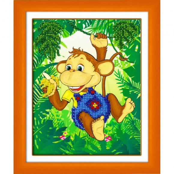 Набор для вышивания бисером ПАУТИНКА арт.Б-557 Обезьянка 14х18 см