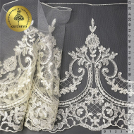 Кружево на сетке арт.TBY.40470 шир.230мм цв.W1515 молочный уп.13,71м