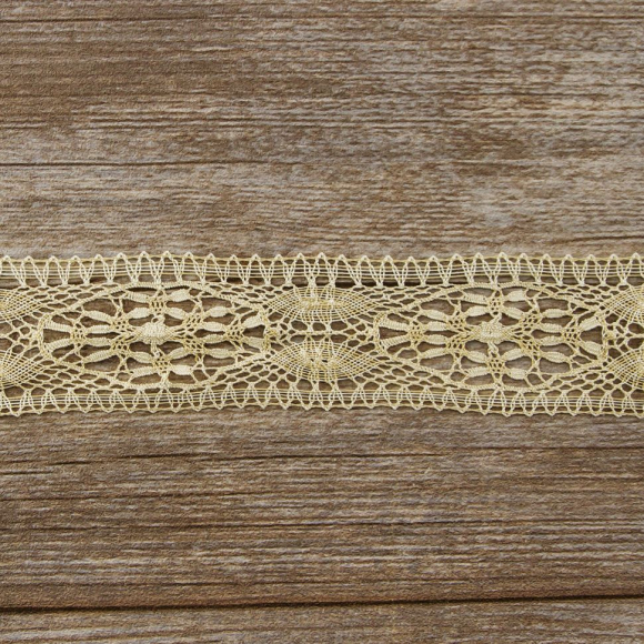 Мерсеризованное хлопковое кружево, 50 мм, цвет тёмно-бежевый