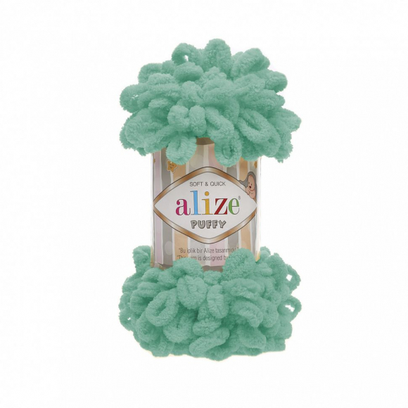 Пряжа для вязания Ализе Puffy (100% микрополиэстер) 5х100г/9.5м цв.490 св.бирюзовый