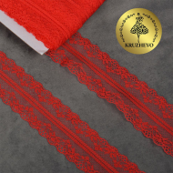 Кружево-трикотаж KRUZHEVO арт.TBY 150-1 шир.40мм цв.03 красный, уп.27,4м