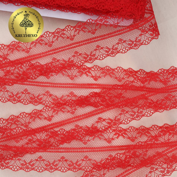 Кружево-трикотаж KRUZHEVO арт.TBY 150-1 шир.40мм цв.03 красный, уп.27,4м