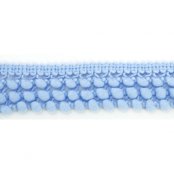 107166_Тесьма с помпонами трехрядная, цвет голубой 107166_Тесьма с помпонами трехрядная, цвет голубой