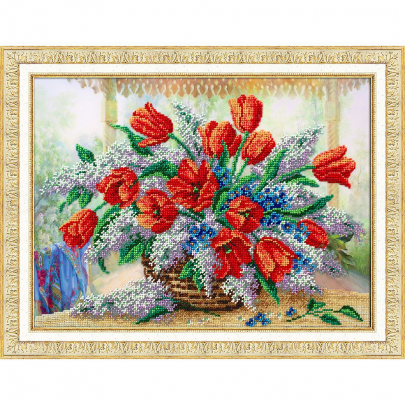 Набор для вышивания бисером ПАУТИНКА арт.Б-1304 Весенняя фантазия 38х28 см