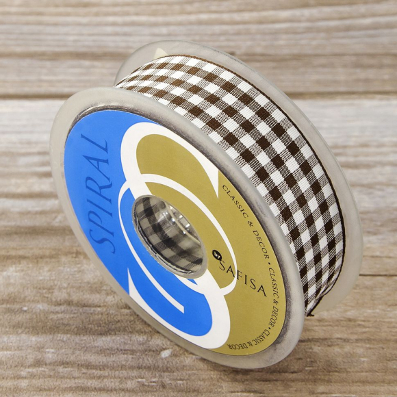 20184_Лента с рисунком клетка SAFISA, 25 мм, 25 м, цвет 17, коричневый