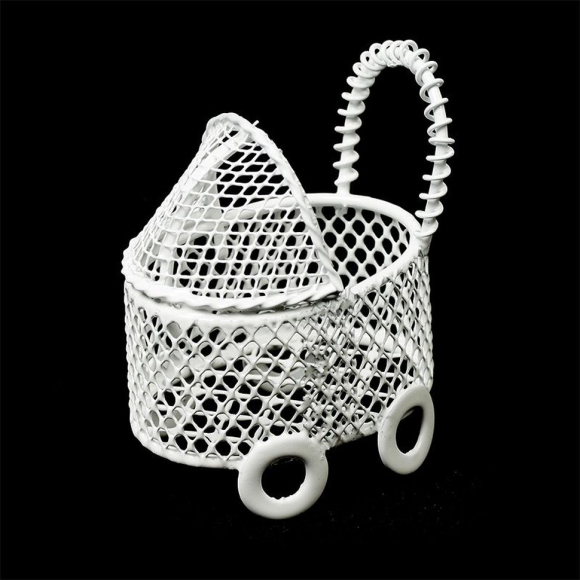 Колясочка Y-435/1 арт.КЛ22497 ажурная 4х3х5см металл цв.белый