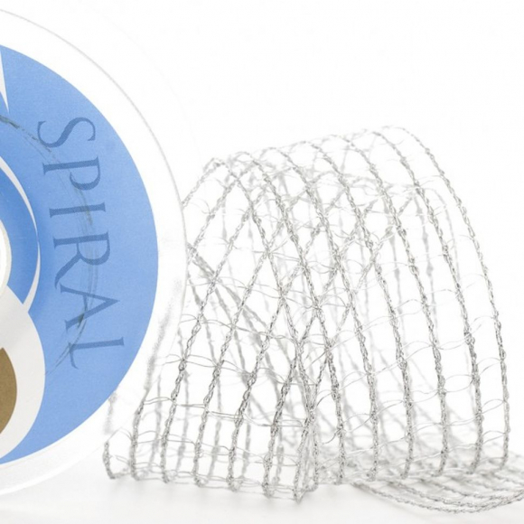 23964_Лента металлик-сетка SAFISA , 65 мм, 15 м, цвет 102, серебро