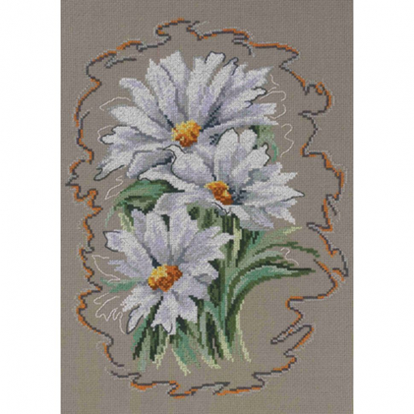 Набор для вышивания PERMIN арт.90-5334 Белые ромашки 26х36 см