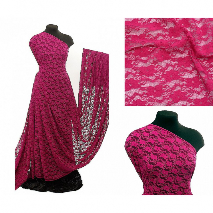 Кружевная ткань стрейч арт.TBY.M903 шир.150см 100 г/м? цв.239 фуксия уп.22,86м