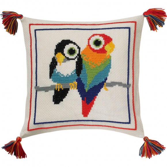 Набор для вышивания PERMIN арт.83-3878 Подушка Птицы 30х30 см