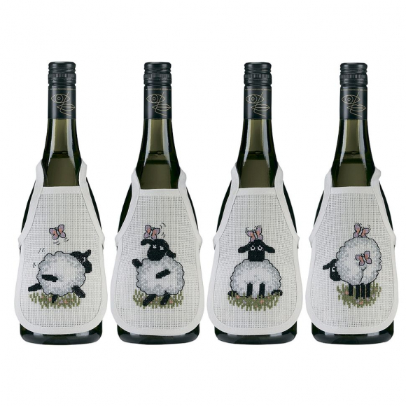 Набор для вышивания PERMIN арт.78-2105 Фартучки на бутылку Овечки 10х15 см Набор для вышивания PERMIN арт.78-2105 Фартучки на бутылку Овечки 10х15 см