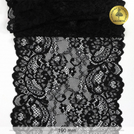 Кружево-стрейч KRUZHEVO арт.TBY.6378 шир.190мм цв.02 черный уп.3м