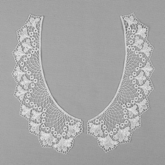 Воротник гипюр арт.TR.12600 21х6см цв.01 белый, уп.25 комп