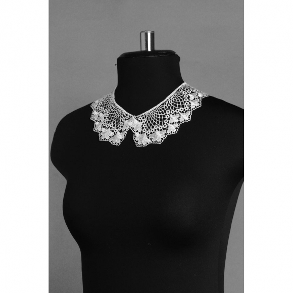Воротник гипюр арт.TR.12600 21х6см цв.01 белый, уп.25 комп