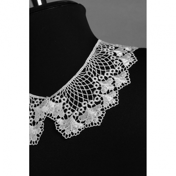 Воротник гипюр арт.TR.12600 21х6см цв.01 белый, уп.25 комп
