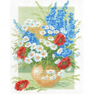 Рисунок на канве МАТРЕНИН ПОСАД арт.37х49 - 0679 Дельфиниумы и ромашки