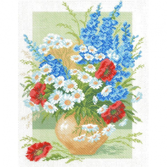 Рисунок на канве МАТРЕНИН ПОСАД арт.37х49 - 0679 Дельфиниумы и ромашки