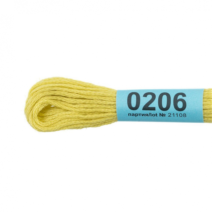 Нитки для вышивания Gamma мулине (0001-0206) 100% хлопок 24 x 8 м цв.0206 желтый