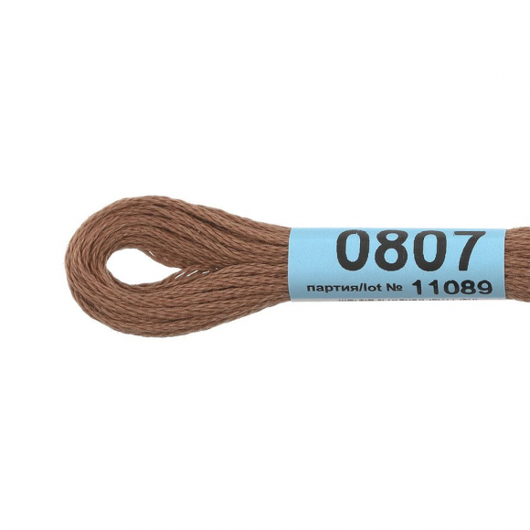 Нитки для вышивания Gamma мулине (0207-0819) 100% хлопок 24 x 8 м цв.0807 св.коричневый