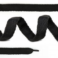 Шнурки плоские 14мм турецкое плетение дл.110см цв. черный (10 компл)