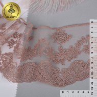 Кружево на жесткой сетке матовая нить арт.TBY.BL.40466 шир.130мм цв.6615 розовая пудра уп.13,71м