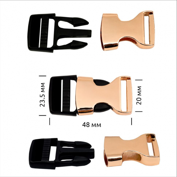 Пряжка-фастекс металл/пластик 20мм TBY-E1324 48,8x23,5мм цв. золото/черный уп.6шт