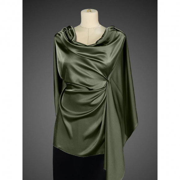 Ткань шелк Армани 90г/м? 97% ПЭ 3% Спандекс шир.150см арт.TBYArm-134 цв.134 полынь рул.25м