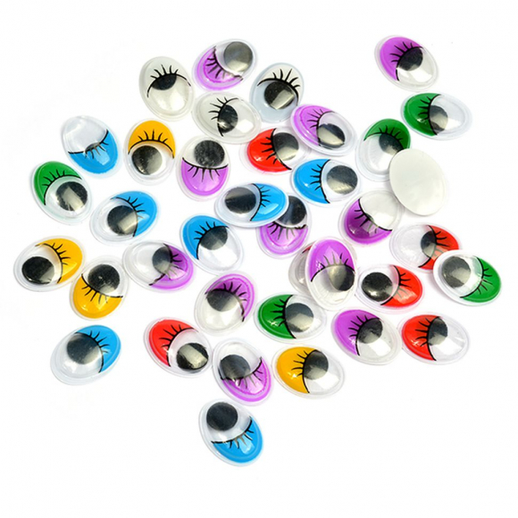 Глаза овальные с ресничками TBY 12х16мм МИКС 6 уп.50шт
