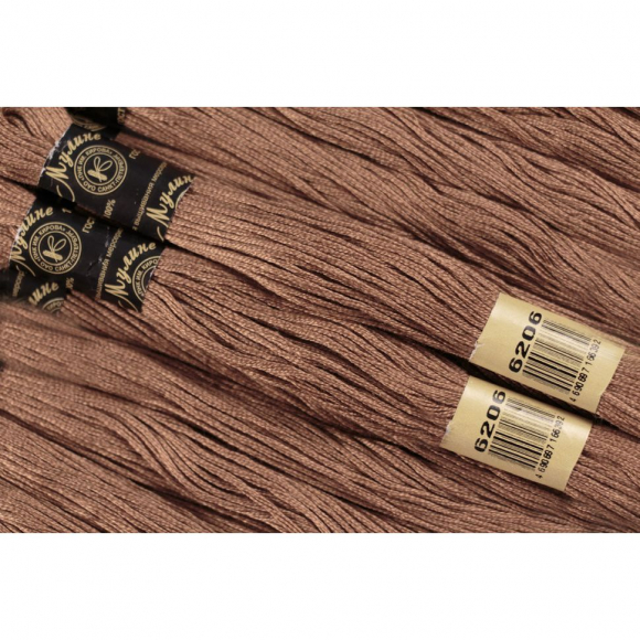 Нитки мулине цв.6206 коричневый 12х10м С-Пб