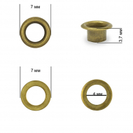 Люверсы сталь TBY.2510 №2 (? 4мм, h 3,7мм) цв. антик уп. 1000шт