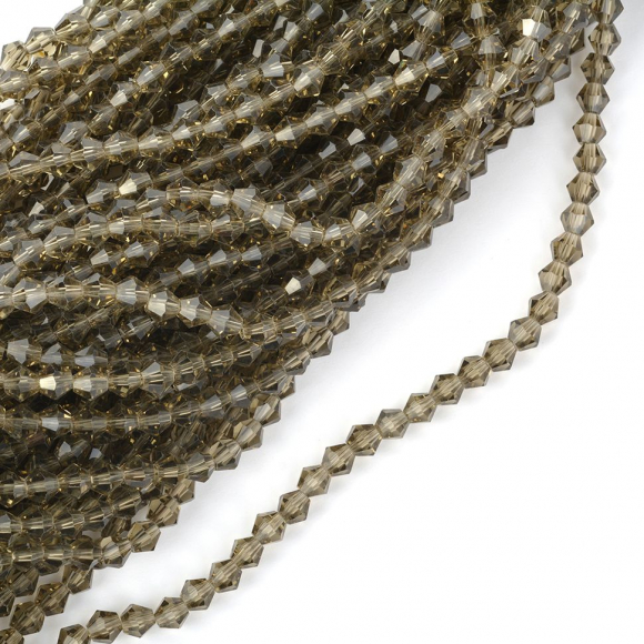 Бусины граненые Биконус (стекло) на нитях арт.TBY-K-2 6х6мм отвер.1,5мм цв.05 AB серый уп.3шт х50 бусин Бусины граненые Биконус (стекло) на нитях арт.TBY-K-2 6х6мм отвер.1,5мм цв.05 AB серый уп.3шт х50 бусин