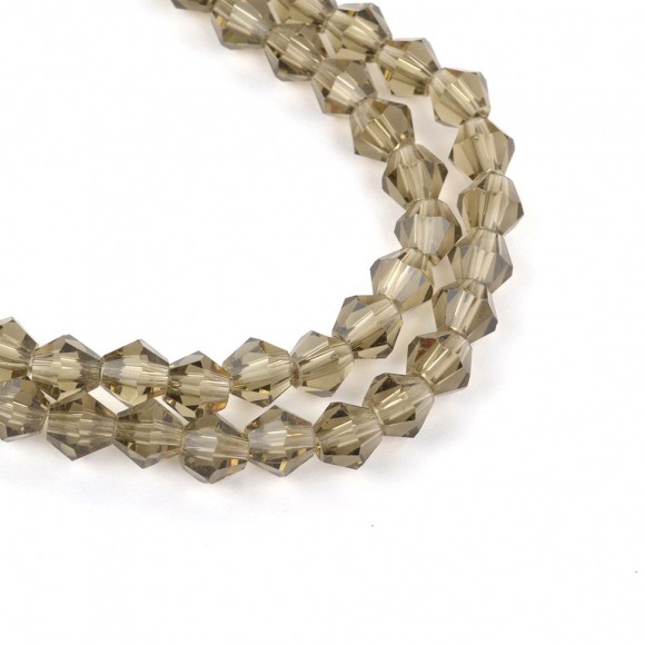 Бусины граненые Биконус (стекло) на нитях арт.TBY-K-2 6х6мм отвер.1,5мм цв.05 AB серый уп.3шт х50 бусин Бусины граненые Биконус (стекло) на нитях арт.TBY-K-2 6х6мм отвер.1,5мм цв.05 AB серый уп.3шт х50 бусин