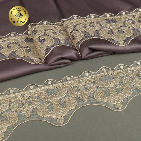 Кружево на сетке KRUZHEVO арт.TR.2113 шир.70мм цв.бежевый уп.13м