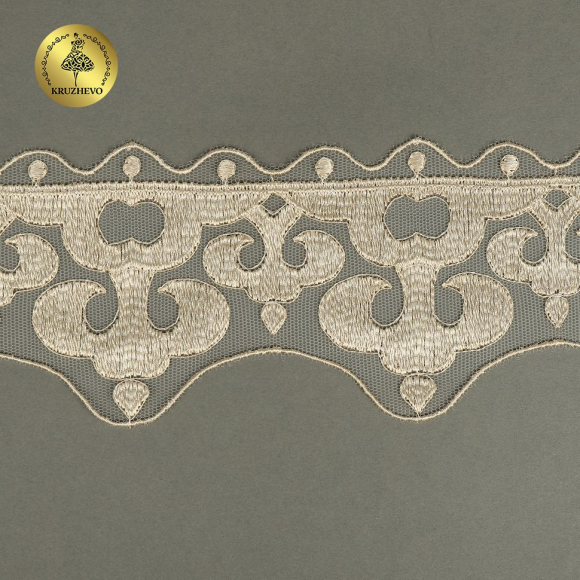 Кружево на сетке KRUZHEVO арт.TR.2113 шир.70мм цв.бежевый уп.13м