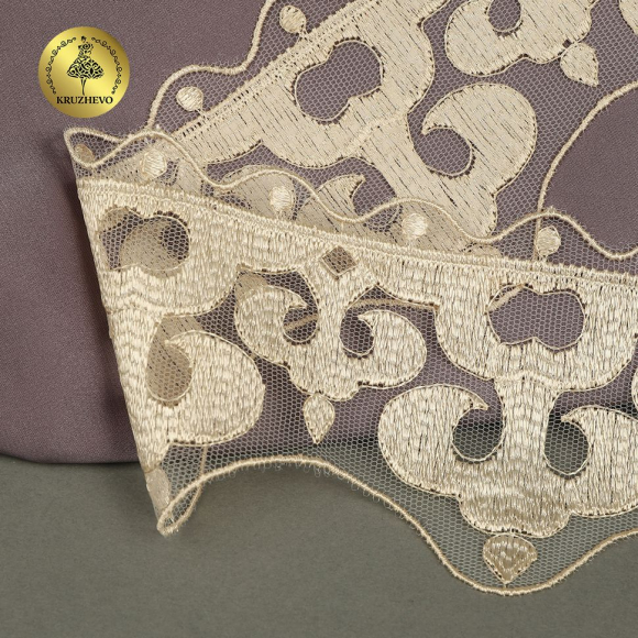 Кружево на сетке KRUZHEVO арт.TR.2113 шир.70мм цв.бежевый уп.13м
