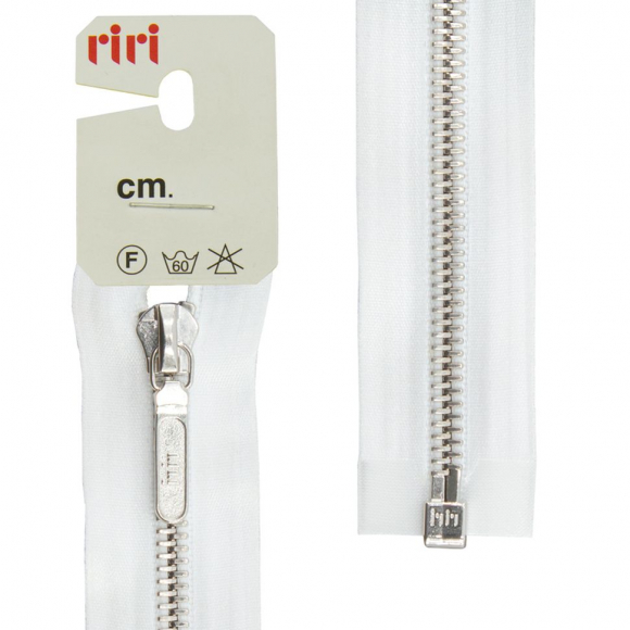 66130_Молния металл, Ni, разъёмная 1 замок, на атласной тесьме, 6 мм, 60 см, цвет 2101, белый