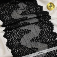 Кружево-стрейч KRUZHEVO арт.TBY.8036 шир.230мм цв.черный уп.10м