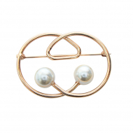 Булавка декоративная 2 кольца с жемчугом арт.UF.350 50х35мм цв.золото уп.5шт 50х35мм