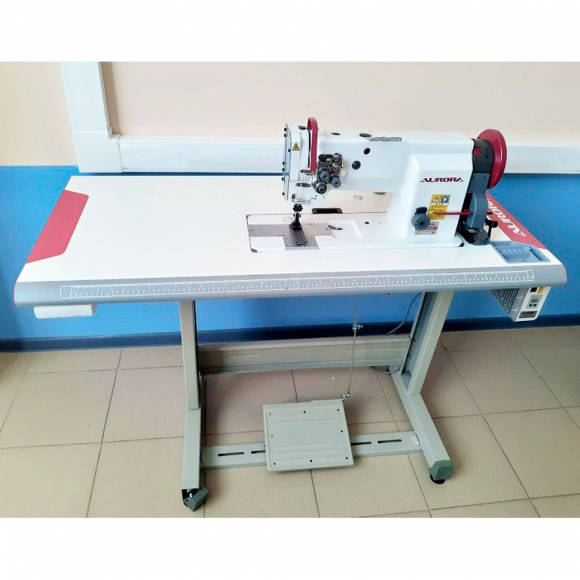 Двухигольная промышленная швейная машина для сверхтяжелых материалов/Головка A-878 - вылет рукава 265 мм - межигольное 9,5 мм (тройное продвижение) Двухигольная промышленная швейная машина для сверхтяжелых материалов/Головка A-878 - вылет рукава 265 мм - межигольное 9,5 мм (тройное продвижение)