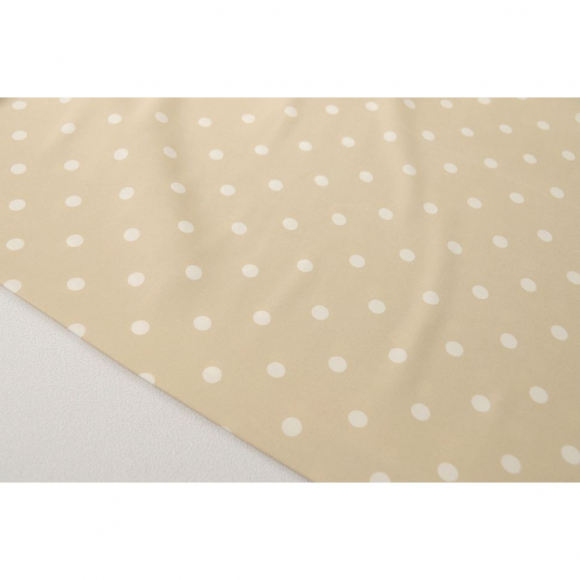 Ткань шелк Армани в горошек 90г/м? 97% ПЭ 3% Спандекс шир.150см арт.АШ2369.01 цв.01 бежевый уп.5м Ткань шелк Армани в горошек 90г/м? 97% ПЭ 3% Спандекс шир.150см арт.АШ2369.01 цв.01 бежевый уп.5м